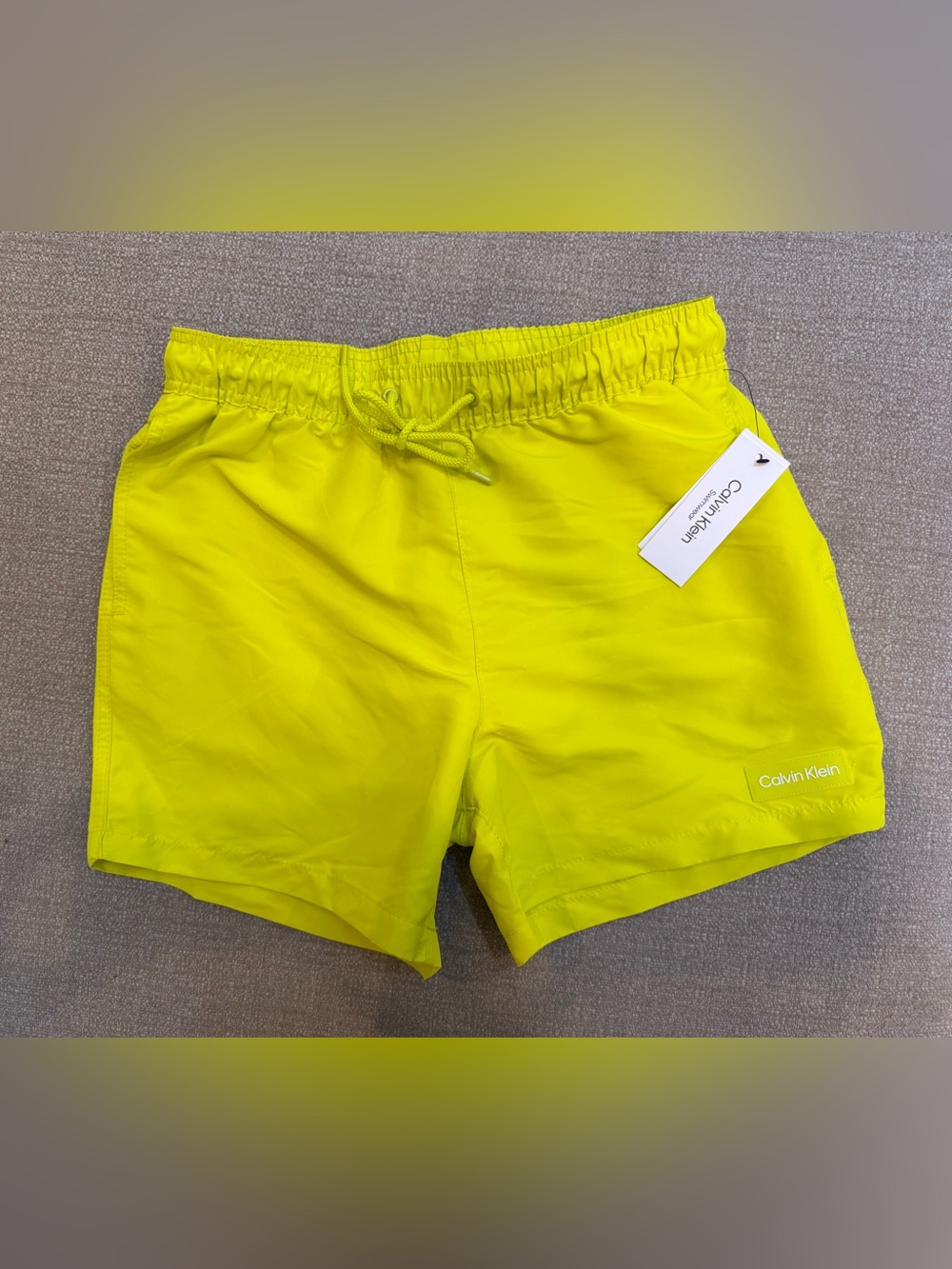 Calvin Klein Men’s Neon Yellow Swim Trunks